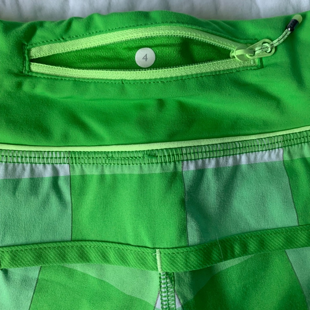 Green Checkered Pattern Lululemon Run Speed Short - Picture 3 of 3